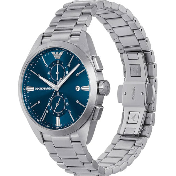 Emporio Armani Claudio Chronograph Blue Dial Silver Steel Strap Watch For Men - AR11541 - Image 2
